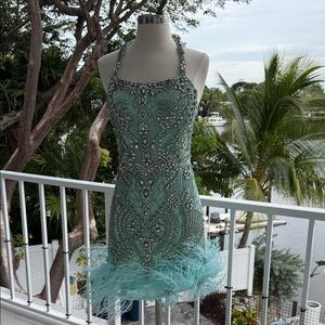 Chic Mint Embellished Mini Dress